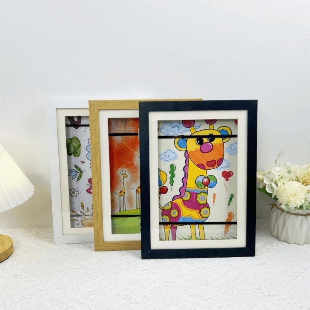 Multi-functional Wooden Picture Frame Magnetic Closure Rectangle Flip Photo Frame Wall Mount Changeable Decorative Frame