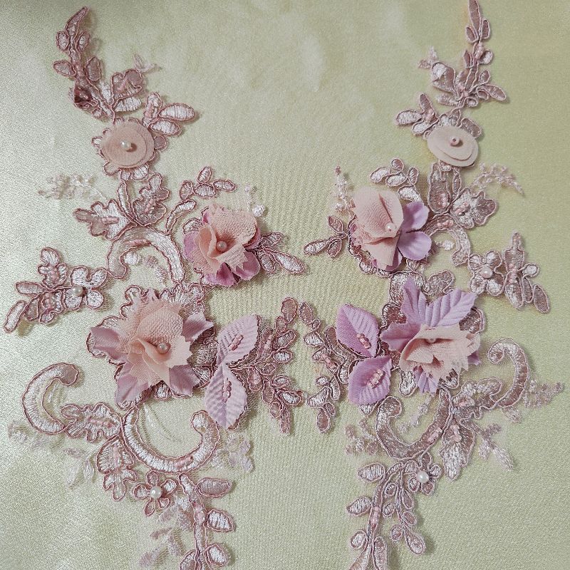 Color Beads Car Bone Lace Pair Flower Wedding Dress Children'S Clothing Dance Clothes Accessories Diy Handmade Fabric Flowers