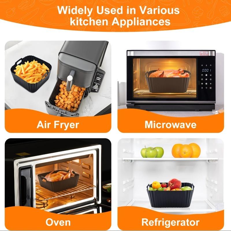 Non-Stick Air Fryer Silicone Liner Tray Reusable Baking Mat for Most Air Fryers Ovens Microwaves Baking Airfryer Accessories