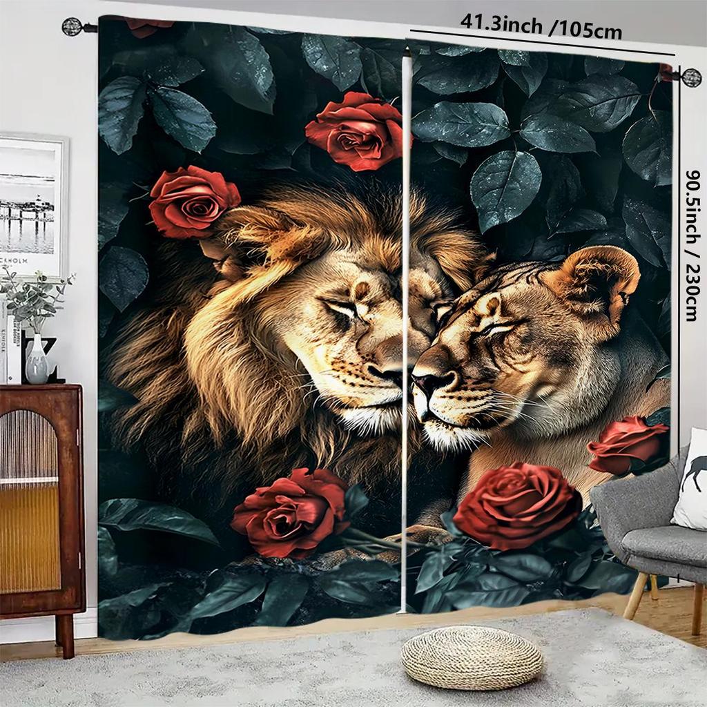 Set of 2 Thermal Noise-Reducing 3D Printed Curtains for Bedroom or Living Room, Light-Filtering with Rod Pocket.