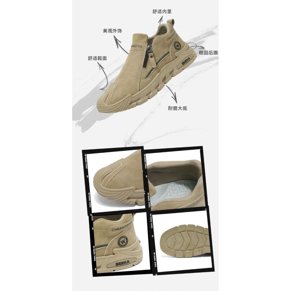 Chaussures de Travail Antidérapantes à Fermeture Éclair pour Homme Printemps Chaussures Décontractées Sportives Utilitaires Baskets