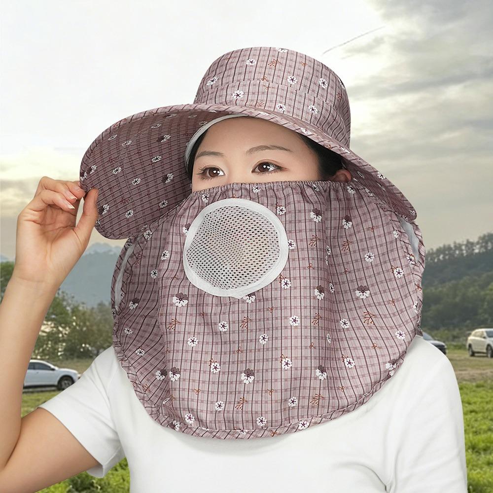 Fordable Sun Hat Wide Brim Fisherman Hat Fashion Face Hood Hat  Women