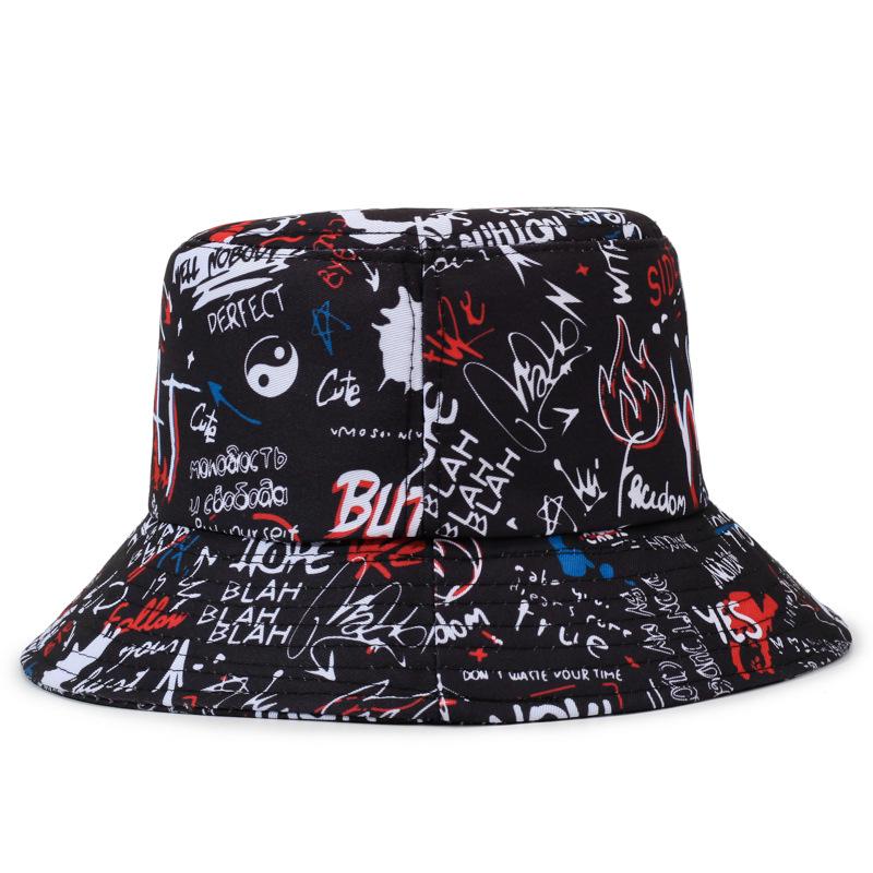 Korean Graffiti Bucket Hat: Unisex Hip Hop Street Style, Adjustable Sun Hat