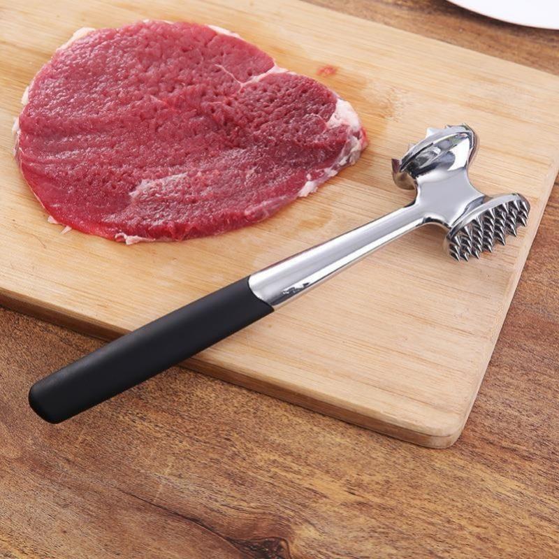 1pc Household Kitchen Tool Aluminum Alloy Double-sided Meat Hammer Circular Hammer Tender Meat Hammer Hotel Steak Tendon Cutter