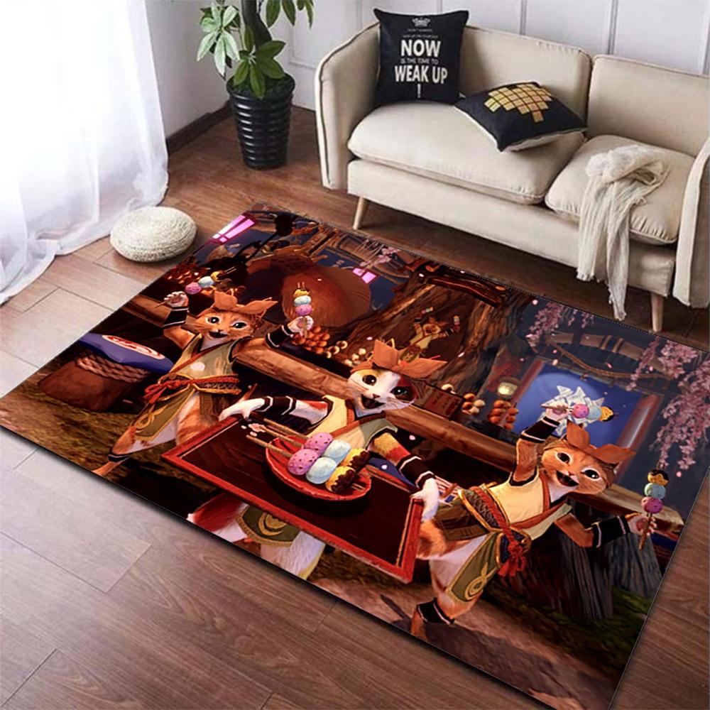 Monster Hunter Spiel Teppich Teppich Spielmatten Wohnzimmer Schlafzimmer Teppiche Kind Spielen Lounge Fußmatte Fans Spiel Zimmer Dekor Gamer Geschenk