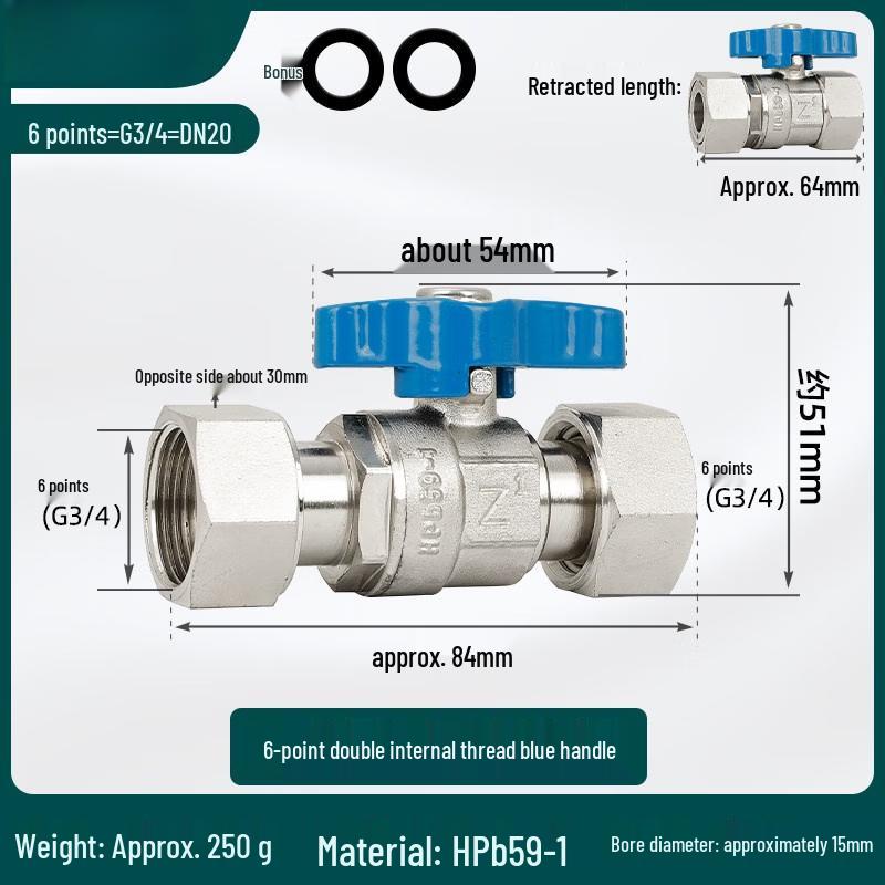 Jundingying 3/4" Extendable Copper Union Ball Valve