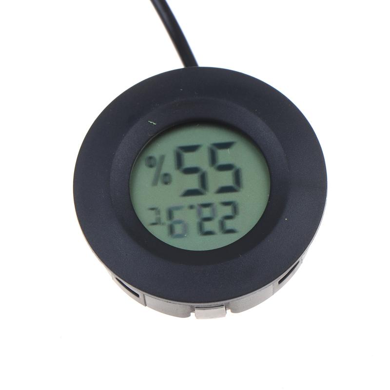 Mini Round Digital Lcd Thermometer And Hygrometer With 1.5M Probe Detection Module Humidity Sensor For Aquarium Pet Acrylic Box
