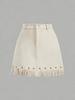 High-Waisted A-Line Tassel Hem Faux Suede Mini Skirt