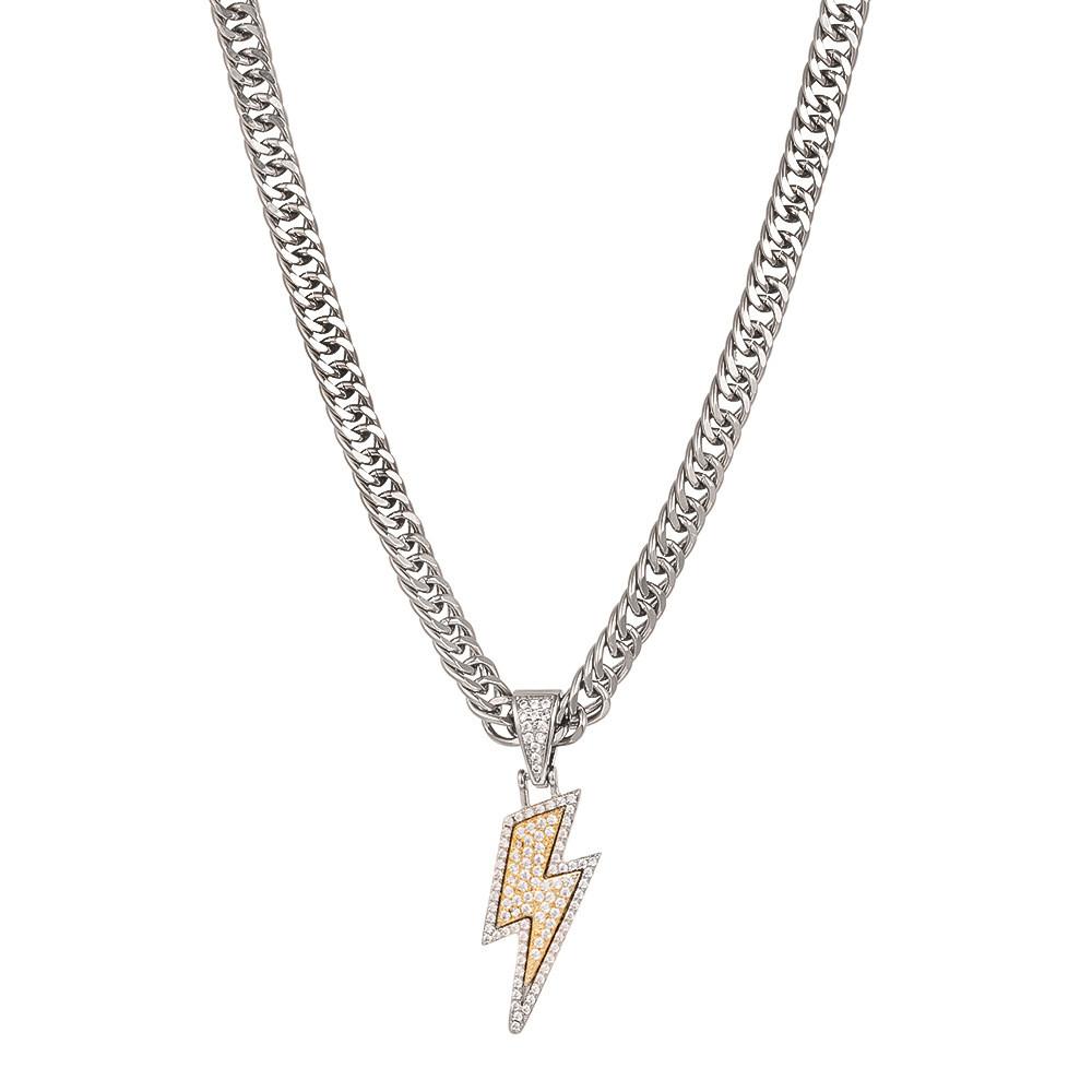 Lightning Chain Necklace Copper Microinlaid Geometric Jewelry For Street Dance Styles