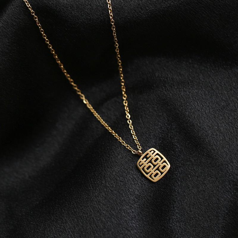 Минималистичное японско-корейское ожерелье-подвеска «Двойное счастье» для женщин Electroplated