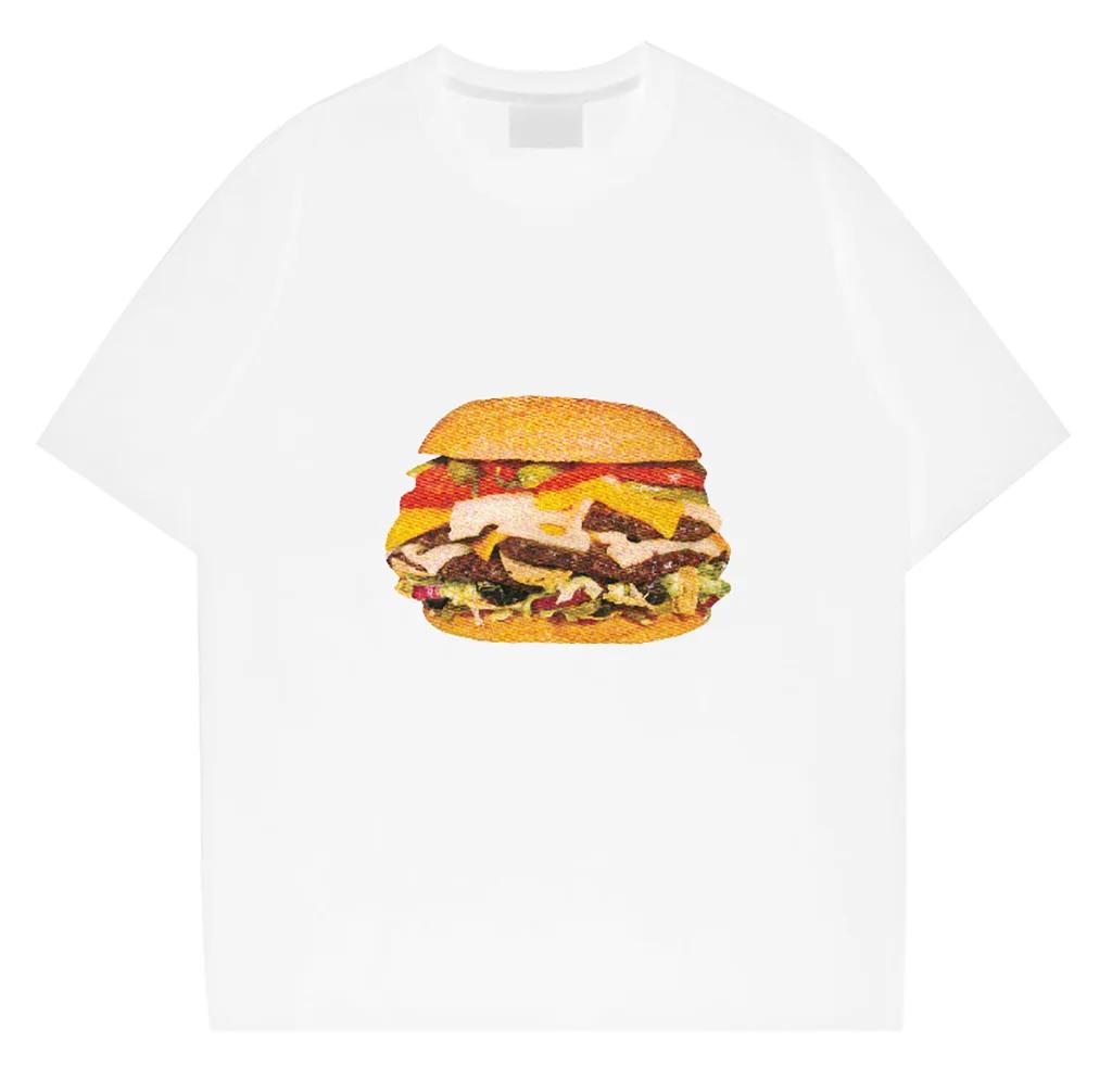 Burger print High quality Prints Mans Cotton Tee Clothing Creativity All-math Short Sleeve Fashion Casual Loose Tops Men T-Shirt
