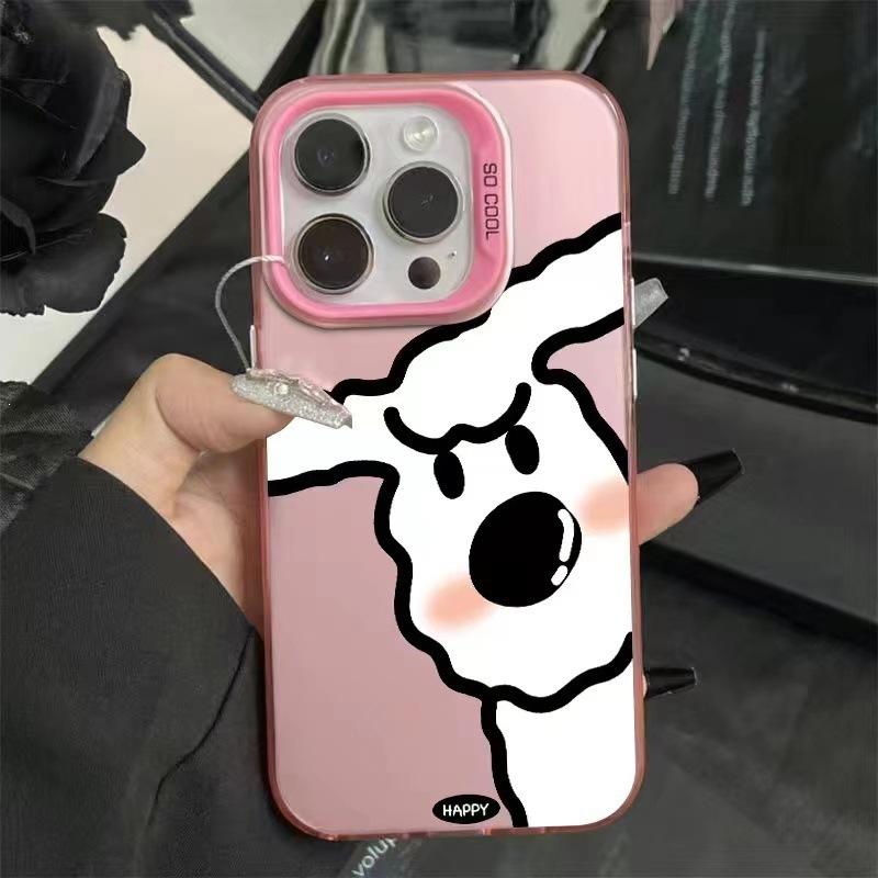 Serious little white dog for iPhone15 mobile phone case Apple 13PROMAX colored silver 11 hard girl 14 cute 78