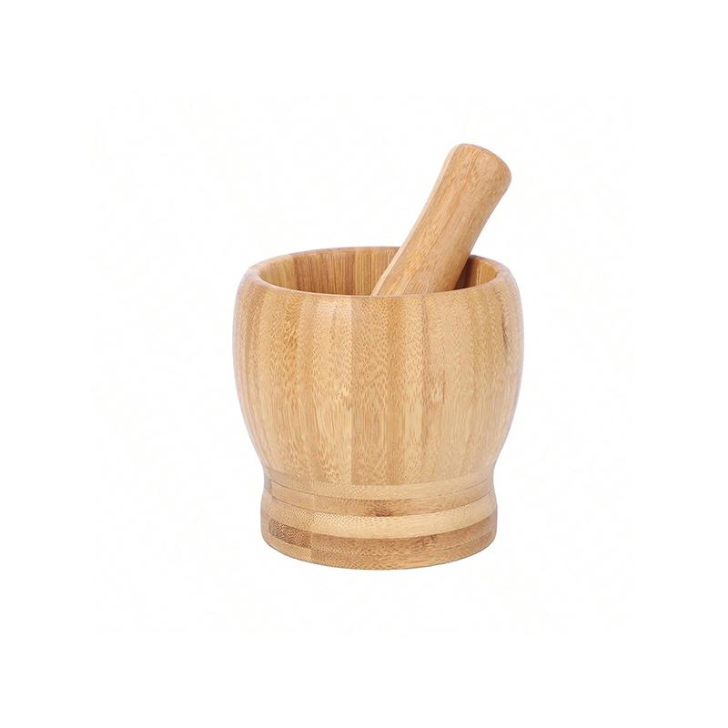 Bamboo Mortar and Pestle Set, Garlic Grinder, Herb Spice Masher, Seasoning Crusher, Kitchen Tool for Mash Spices Pepper