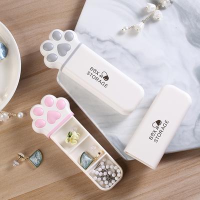 1 Stück Mini Katzenpfoten Aufbewahrungsbox Tragbar Kleine Größe Tagesbox Multifunktional Drei Fächer Aufbewahrung Medizin Schmuckschatulle