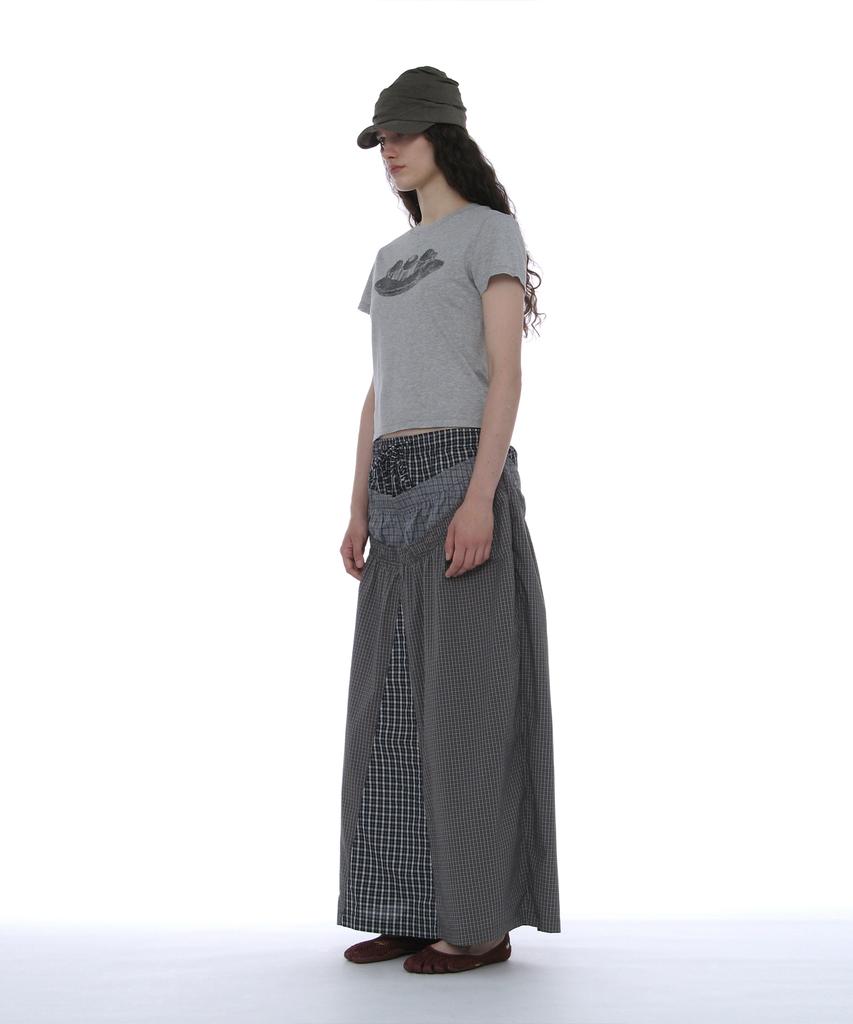 Partimento Woman Multi-Layered Maxi Skirt_Navy Check