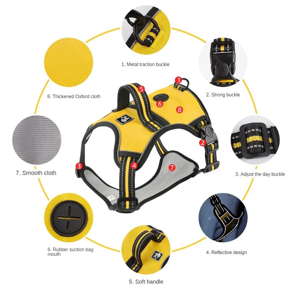 New Dog Chest Strap Traction  with Dog Poop Bag Holder Reflective Dogs Chest Harnesses Medium Large Dog Supplies
