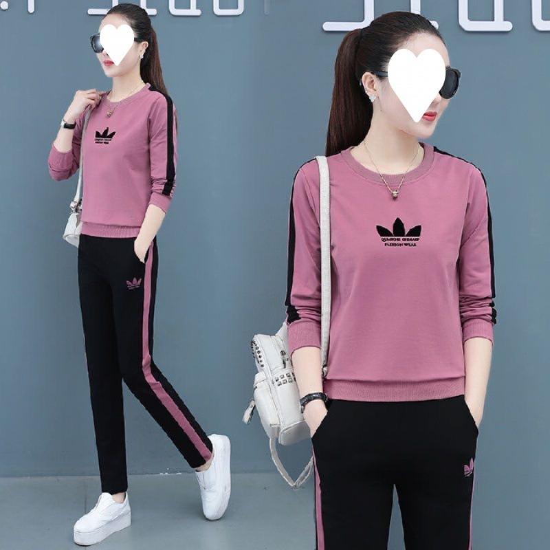 Lässiges Mode-Anzug für Damen im Frühling und Herbst, Klein, Stilvoll, Altersreduzierendes Sweatshirt, Sportliches Zweiteiliges Oberteil