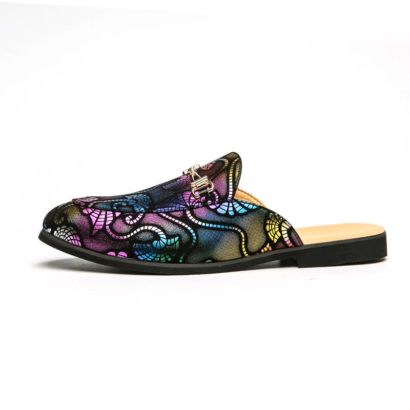 

Модные новые мужские туфли, черные мужские полутапочки, высококачественная кожаная повседневная обувь, кожаные мокасины Baotou, легкие сандалии на плоской подошве 46