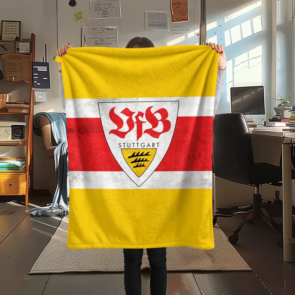 1 Stuk Stuttgart Voetbalclub Print Flanellen Deken Hoge Kwaliteit Warm Comfortabel Deksel voor Alle Seizoenen Perfect voor Cadeaus Woondecoratie