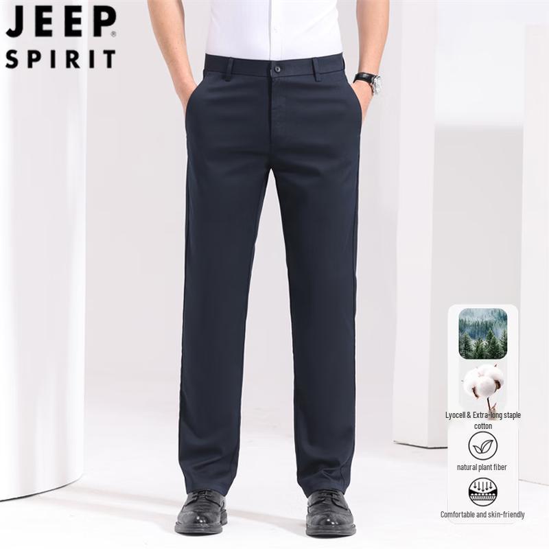 JEEP SPIRIT Men s Lyocell-Cotton Blend Straight-Leg Business Casual Pants 38
