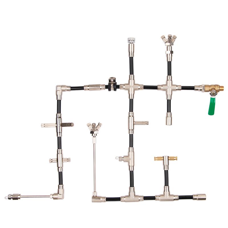 High Pressure Brass 9.52mm misting Nozzle Connector 3/8 Inch Slide Lock Connector Tee Elbow Straight Connector Spray Acce
