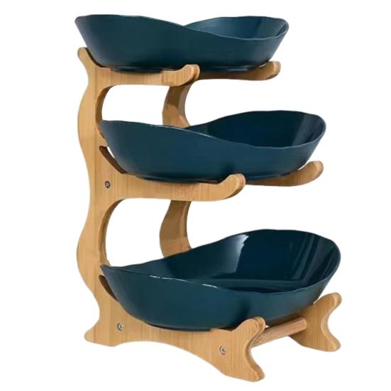 Yousheng Storage Tray with Stable Wood Frame Elegant Modern Oval Design Tray Space-Saving Organizer for Fruits Vegetables Snacks