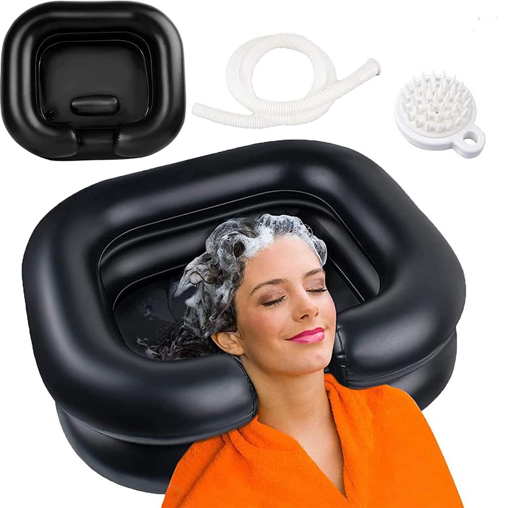 1pc Portable Shampoo Bowl, Inflatable Hair Washing Tray For Washing Hair Sitting Or Lying In Bedside, Lightweight Rinse Hair Bas