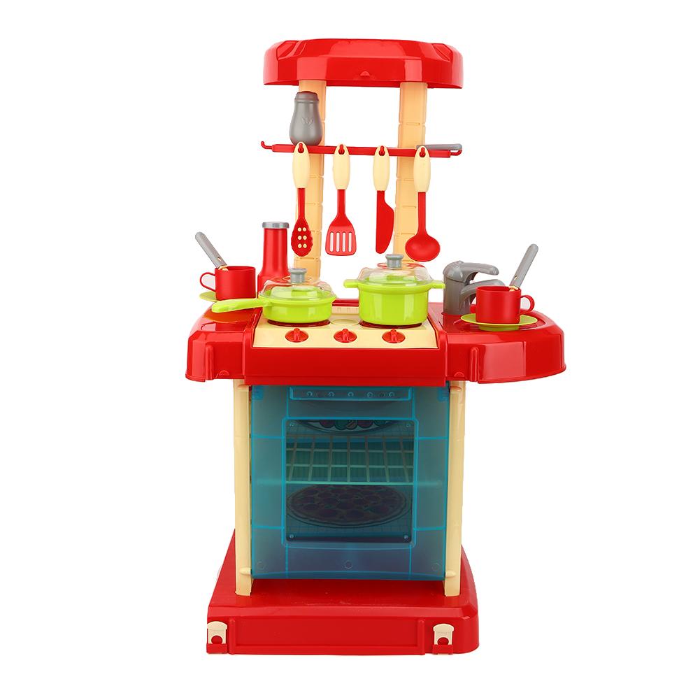 Simulation Kitchen Toy Set Children Cooking Tableware Toys with Light Sound Effect