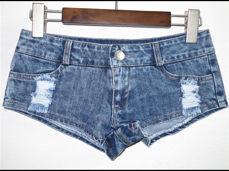 Ultra-Low Waist Slim Denim Hot Pants for Clubbing
