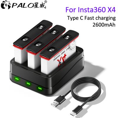 Battery For Insta 360 X4 Camera Battery With 3 Solts LED Smart Charger Insta 360 X4 Accessories Insta 360 ONE X 4 Power Batterie