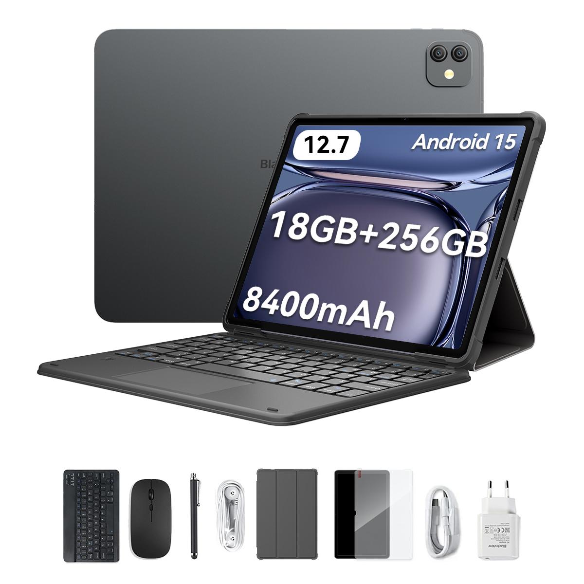 Blackview LINK 8 12,7 Inch Tablet Android 15 12 GB RAM 256 GB Geheugen, Groot Scherm Widevide L1, Octa-core G100, 8400mAh, 5G WiFi, 4G LET, 18W 6GB+256GB grijs