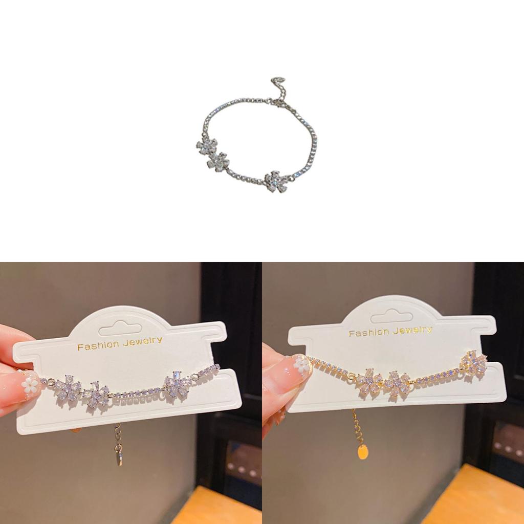 Floral Zircon Pendant Bracelets For Women With Elegant Copper And Plastic Material