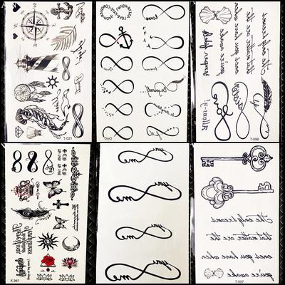 1PC Schwarz Unendliche Temporäre Tattoo Für Frauen Aufkleber Gefälschte Männer Finger Wasserdichte Tatoos Kleine Paste