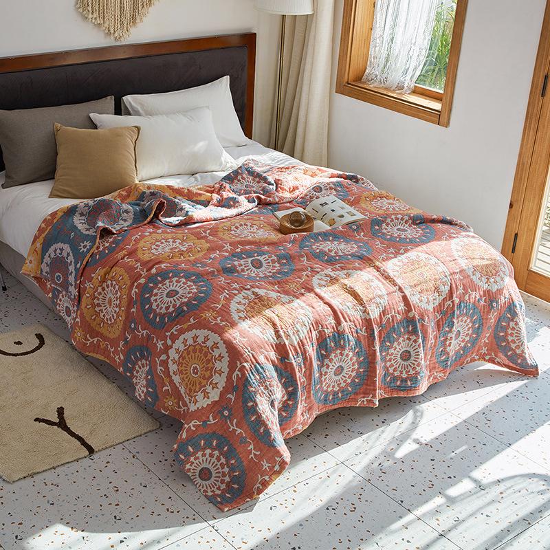 Pure Cotton Gauze Blanket - Four-Layer Single/Double Nap Blanket, Summer Air Conditioning Quilt