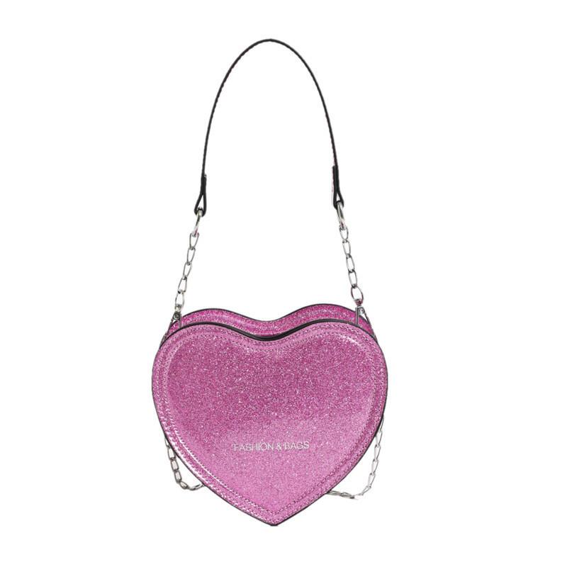 Charming Heart Shaped Childrens Handbag Cute Sequined Crossbody Bag For Kids