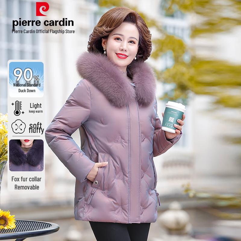 

Pierre Cardin Women s Mid-Length Thickened Duck Down Jacket with Fox Fur Collar L