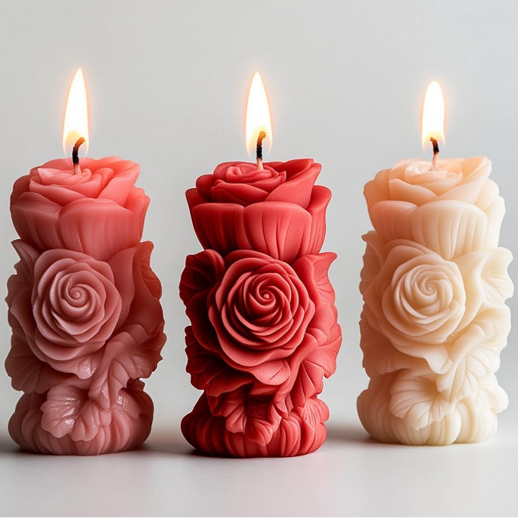 Růžový sloup Aromasvíčka Silikonová forma DIY Ručně vyráběný Dárek Silikonová forma pro Aroma difuzér