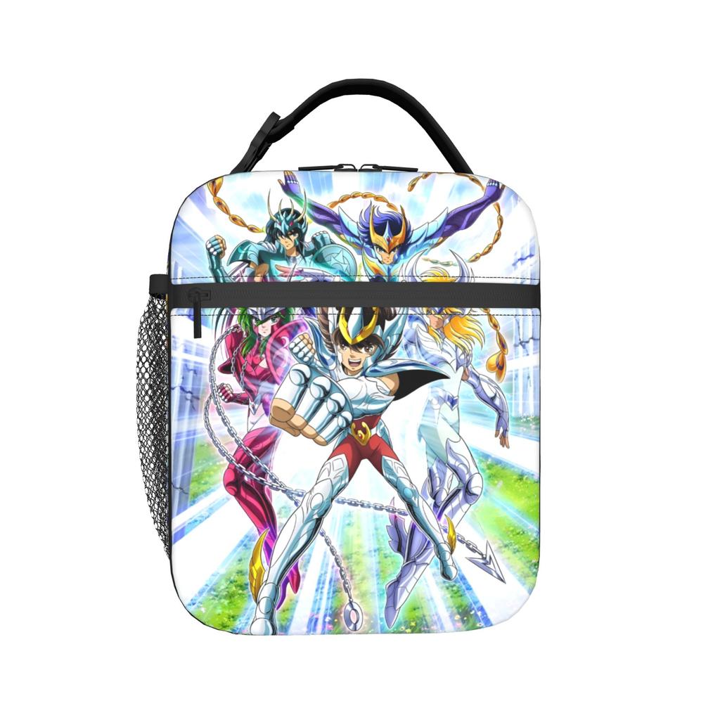 Custom Saint Seiyas Insulated Lunch Bags Seiya Hyoga Shiryu Camus Shun Resuable Thermal Cooler Food Lunch Box Work School Travel
