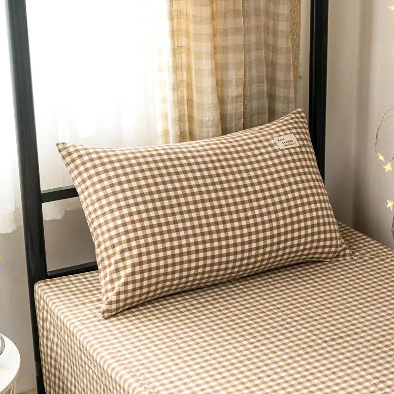 Plaid Pillow Case Home Bedroom Couples Cotton Comfortable Washable Case Cover for Adults Sleeping Textile New