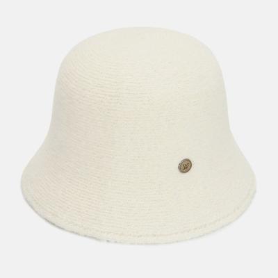 CHAPEAU BUCKET UNI EN LAINE MÉLANGÉE SABLE BLANC Annie (7 couleurs)