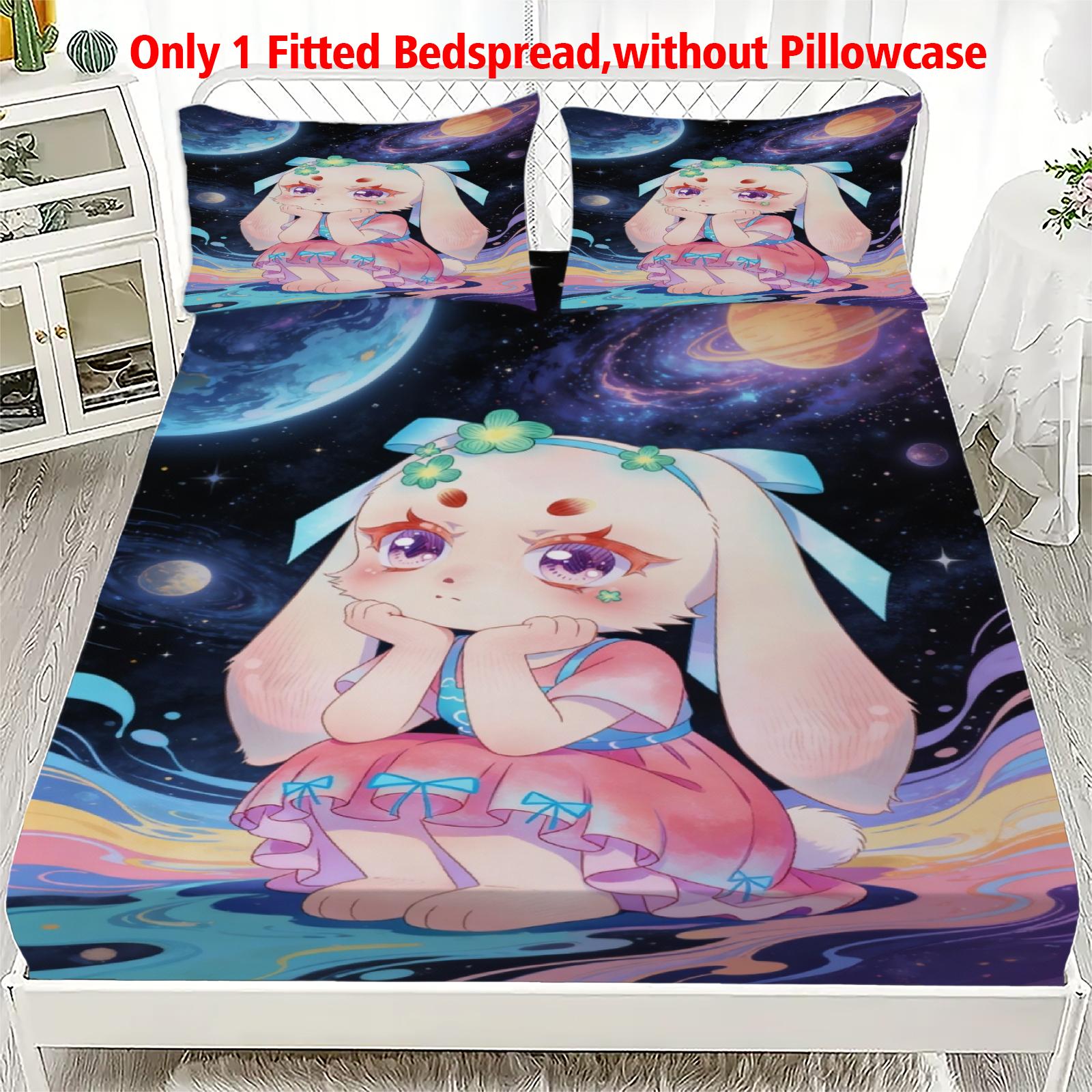 

3pcs Fitted Sheet Set Soft Fluff Town Lulu-Sleepy Bunny Breathable Fitted Sheet Set for Home Decor with 2 Pillowcases For Kids 90x200x25cm