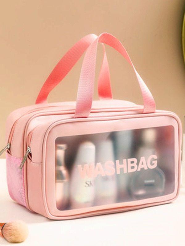 Double Layer Wet & Dry Separation Toiletry Bag - Portable Frosted Handheld Makeup & Swim Bag