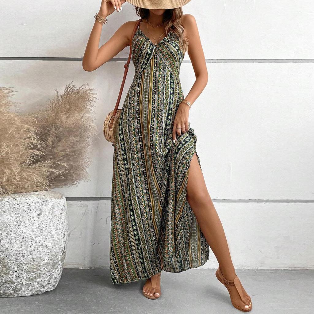 Women Casual Sleeveless Summer Dresses Spring Patchwork Boho Floral Cocktail Party Dress