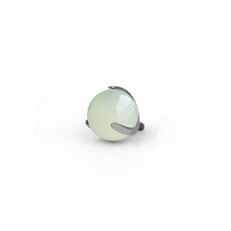 

F-136 Pure Titanium Alloy Claw-Set Zircon Internal Thread Tongue Stud Ear Stud Lip Stud European and American Punk Piercing Accessories Cyan Ball 4mm Screw 0.9mm
