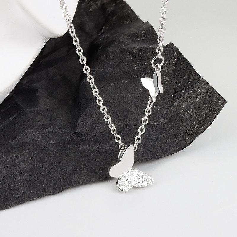 Ladies Elegant Rhinestone Butterfly Pendant Necklaces