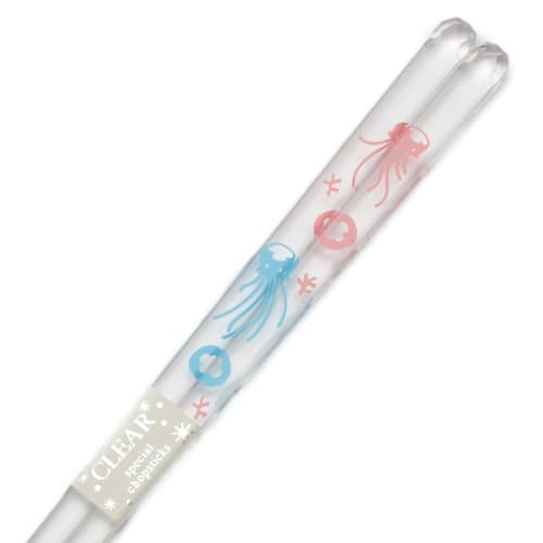 Aoba Dishwasher-Friendly Clear Chopsticks, Animal Land Jellyfish Design, 23cm [317067] Made In Japan