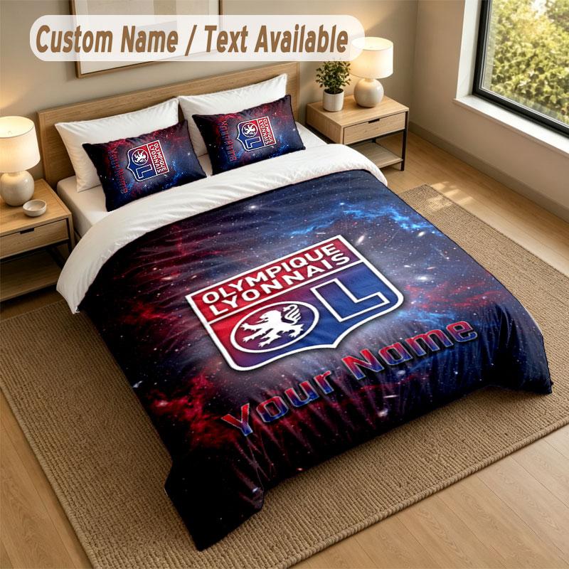 Bedding Set 1 Duvet Cover 2 Pillowcases Lyon FC Print Soft Bed Linen Bedroom Decor