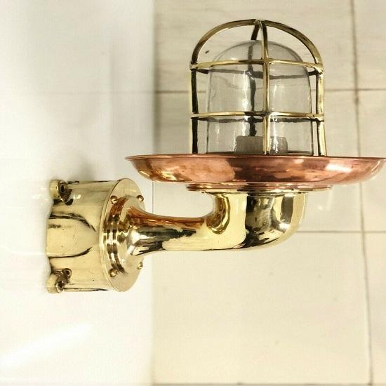 

Винтажный светильник на переборке 1 шт. с медным абажуром и распределительной коробкой