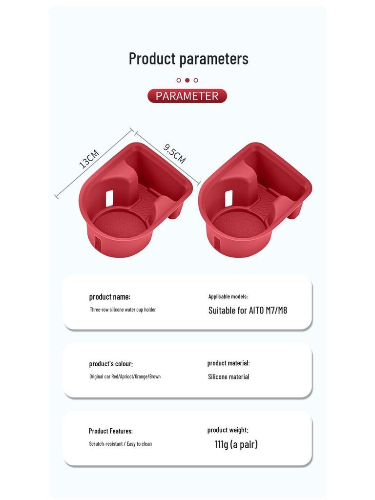 AITO M7/M8M9 3rd Row Cup Holder Silicone Pad - Anti-scratch Interior Accessory for 26 Models