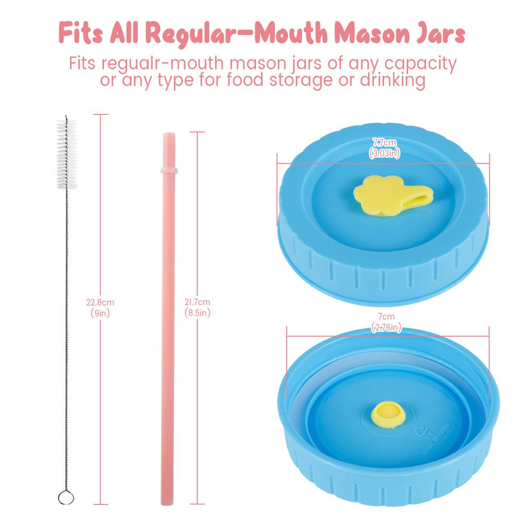 12/24Pcs 70mm Reusable Plastic Mason Jar Lid Set Colorful Ribbed Cover for Wide Mouth Jar Leak-proof Seal Bottle Cover Spout Lid